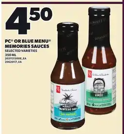 Loblaws PC OR BLUE MENU MEMORIES SAUCES offer