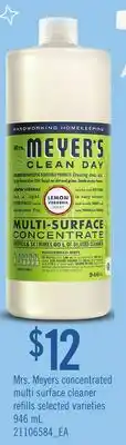 Loblaws MRS. MEYERS CONCENTRATED MULTI SURFACE CLEANER REFILLS offer