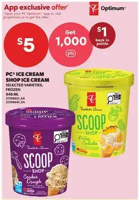 Loblaws PC ICE CREAM SHOP ICE CREAM offer