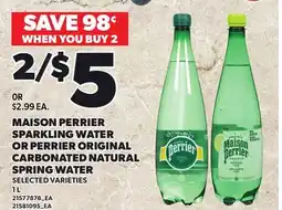 Loblaws MAISON PERRIER SPARKLING WATER OR PERRIER ORIGINAL CARBONATED NATURAL SPRING WATER offer