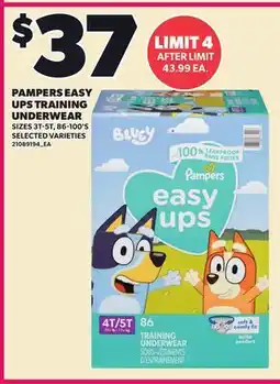 Loblaws PAMPERS EASY UPS TRAINING UNDERWEAR, 86-100'S offer