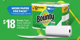 Loblaws BOUNTY PAPER TOWEL, 6=12 ROLL offer