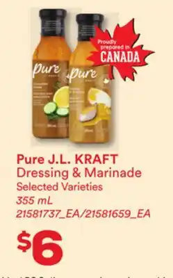 Loblaws PURE J.L. KRAFT DRESSING & MARINADE offer