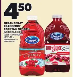 Loblaws OCEAN SPRAY CRANBERRY COCKTAIL OR 100% JUICE BLENDS, 1.77/1 offer