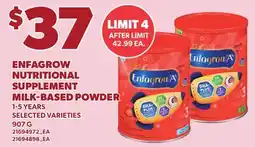 Loblaws ENFAGROW NUTRITIONAL SUPPLEMENT MILK-BASED POWDER offer