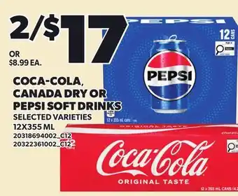 Loblaws COCA-COLA CANADA DRY OR PEPSI SOFT DRINKS offer