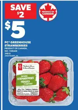 Loblaws PC GREENHOUSE STRAWBERRIES offer