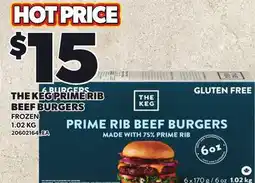Loblaws THE KEG PRIME RIB BEEF BURGERS offer