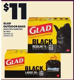 Loblaws GLAD OUTDOOR BAGS, 10-40'S offer