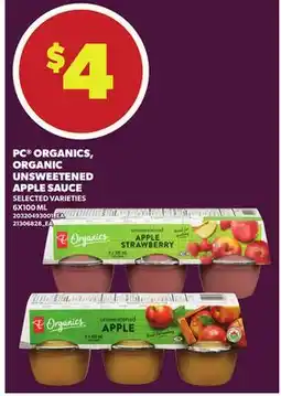 Loblaws PC ORGANICS, ORGANIC UNSWEETENED APPLE SAUCE offer