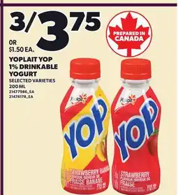 Loblaws YOPLAIT YOP 1% DRINKABLE YOGURT offer
