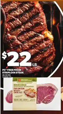 Loblaws PC FREE FROM STRIPLOIN STEAK offer