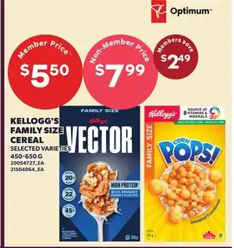 Loblaws KELLOGG'S FAMILY SIZE CEREAL offer