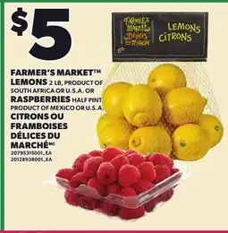Independent Grocer FARMER'S MARKET LEMONS 2 LB OR RASPBERRIES HALF PINT offer
