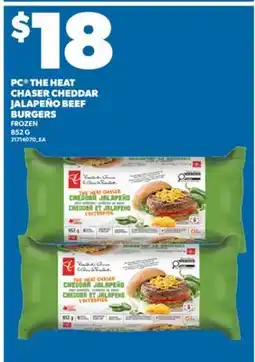 Valu-mart PC THE HEAT CHASER CHEDDAR JALAPEÑO BEEF BURGERS offer