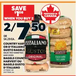Valu-mart BAGELS COUNTRY HARVEST OU BAGELS GUSTO D'ITALIANO offer