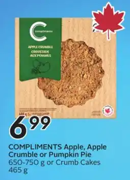 Sobeys COMPLIMENTS Apple, Apple Crumble or Pumpkin Pie offer