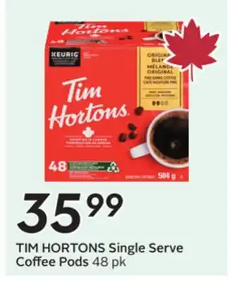 Sobeys TIM HORTONS Single Serve Coffee Pods offer