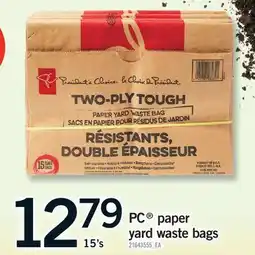 Fortinos PC PAPER YARD WASTE BAGS, 15'S offer