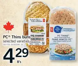 Fortinos PC THINS BUNS, 8'S offer