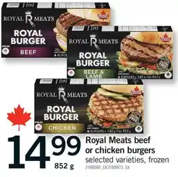 Fortinos ROYAL MEATS BEEF OR CHICKEN BURGERS offer