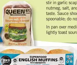 Fortinos QUEEN ST. BAKERY GLUTEN-FREE SOURDOUGH BREAD, ORIGINAL ENGLISH MUFFINS OR SUPERFOOD BAGELS offer