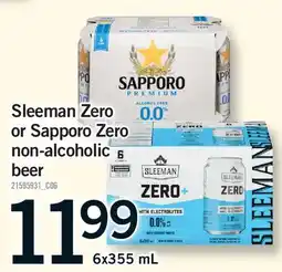 Fortinos SLEEMAN ZERO OR SAPPORO ZERO NON-ALCOHOLIC BEER offer