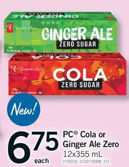 Fortinos PC COLA OR COLA OR GINGER ALE ZERO offer