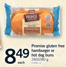 Fortinos PROMISE GLUTEN FREE HAMBURGER OR HOT DOG BUNS, 260/280 G offer