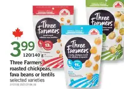 Fortinos THREE FARMERS ROASTED CHICKPEAS, FAVA BEANS OR LENTILS, 120/140 G offer