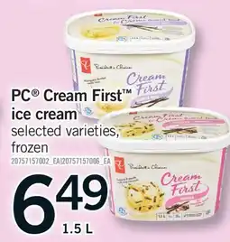 Fortinos PC CREAM FIRST ICE CREAM offer