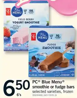 Fortinos PC BLUE MENU SMOOTHIE OR FUDGE BARS, 6'S offer