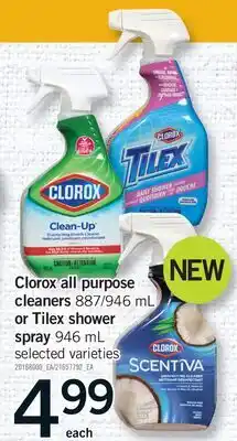 Fortinos CLOROX ALL PURPOSE CLEANERS, 887/946 ML OR TILEX SHOWER SPRAY offer