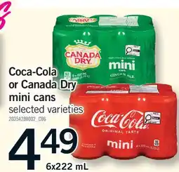 Fortinos COCA-COLA OR CANADA DRY MINI CANS offer