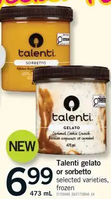 Fortinos TALENTI GELATO OR SORBETTO offer