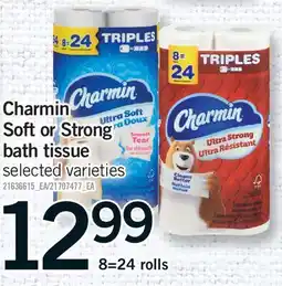 Fortinos CHARMIN SOFT OR STRONG BATH TISSUE, 8=24 ROLLS offer