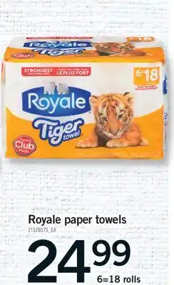 Fortinos ROYALE PAPER TOWELS, 6=18 ROLLS offer