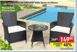 Sushi Shop Ens. de 3 meubles en rotin avec table basse et chaises 3Pcs Wicker Patio Furniture Set offer