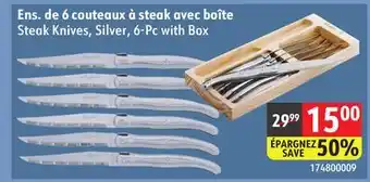 Sushi Shop Steak Knives, Silver, 6-Pc with Box offer