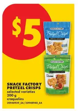 No Frills SNACK FACTORY PRETZEL CRISPS offer