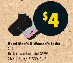 No Frills HEAD MEN'S & WOMEN'S SOCKS offer