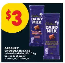 No Frills CADBURY CHOCOLATE BARS offer