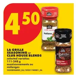 No Frills LA GRILLE SEASONING or CLUB HOUSE BLENDS offer