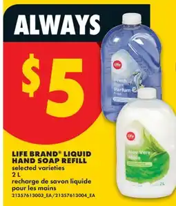 No Frills LIFE BRAND LIQUID HAND SOAP REFILL offer
