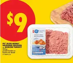 No Frills PC BLUE MENU GROUND CHICKEN or MINCED TURKEY offer