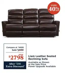 La Z Boy Liam Leather Seated Reclining Sofa offer