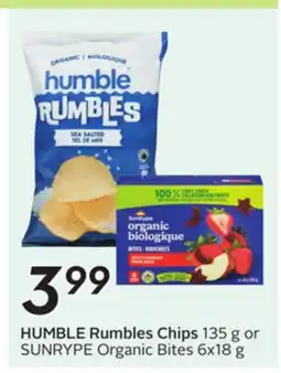 Sobeys HUMBLE Rumbles Chips 135 g or SUNRYPE Organic Bites offer