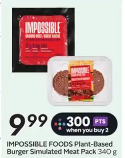 Sobeys IMPOSSIBLE FOODS Plant-Based Burger Simulated Meat Pack offer