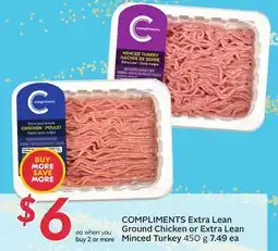 Sobeys COMPLIMENTS Extra Lean Ground Chicken or Extra Lean Minced Turkey offer