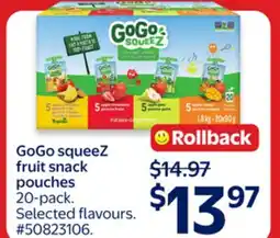 Walmart GoGo squeeZ fruit snack pouches offer